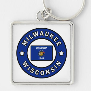 Milwaukee Wisconsin Fyrkantig Silverfärgad Nyckelring