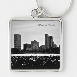 Milwaukee Wisconsin Fyrkantig Silverfärgad Nyckelring