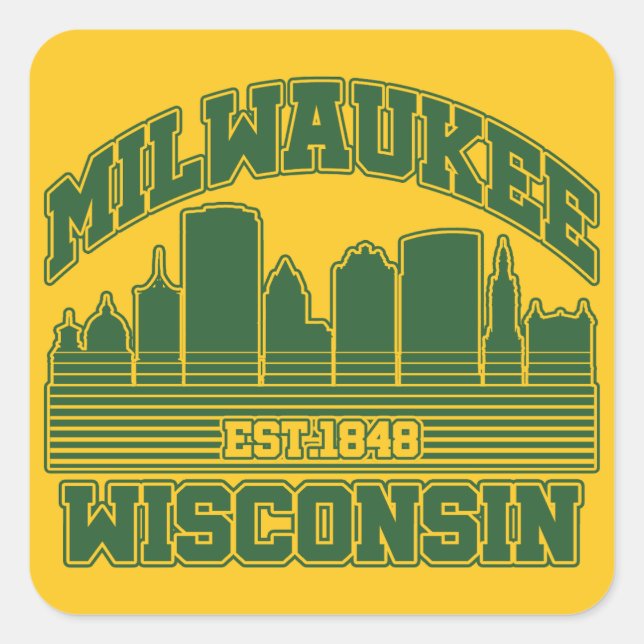 Milwaukee,Wisconsin Fyrkantigt Klistermärke (Framsida)