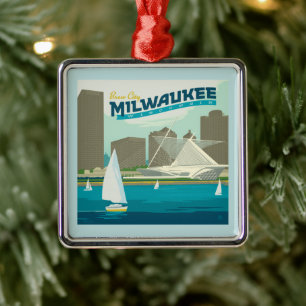 Milwaukee Wisconsin Harbor Brew City Julgransprydnad Metall