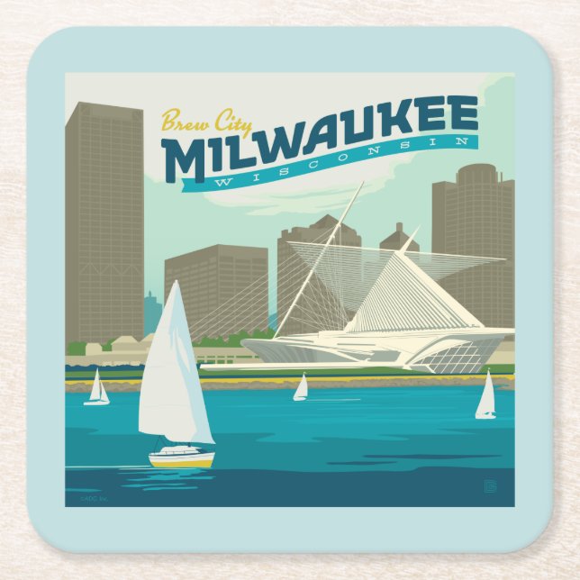Milwaukee Wisconsin Harbor | Brew City Underlägg Papper Kvadrat (Framsidan)