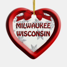 Milwaukee Wisconsin Heart jul Ornament