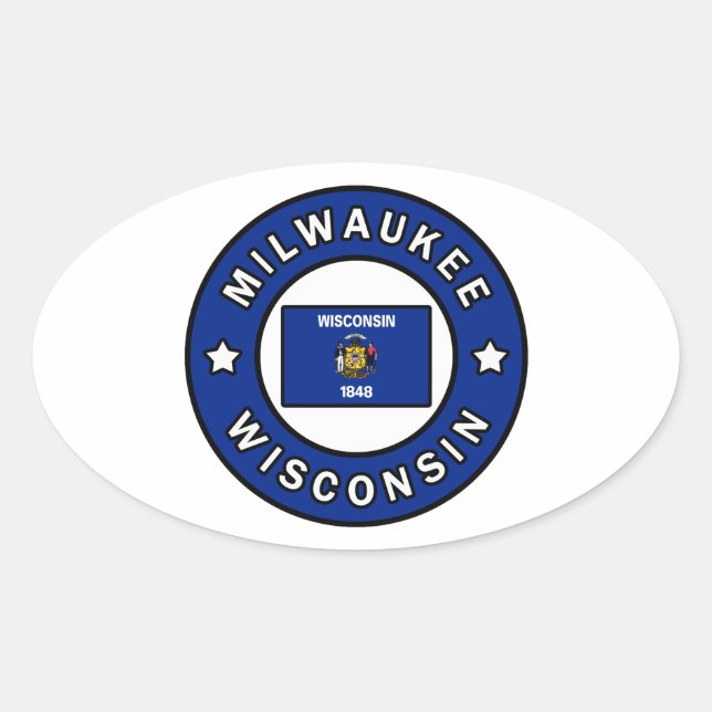Milwaukee Wisconsin Ovalt Klistermärke (Framsida)