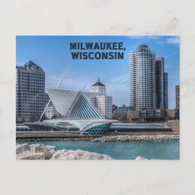 Milwaukee Wisconsin Postcard på Sjö Michigan Vykort (Framsida)
