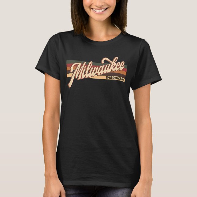Milwaukee Wisconsin Retro 1970's 80'S Stil T Shirt (Framsida)