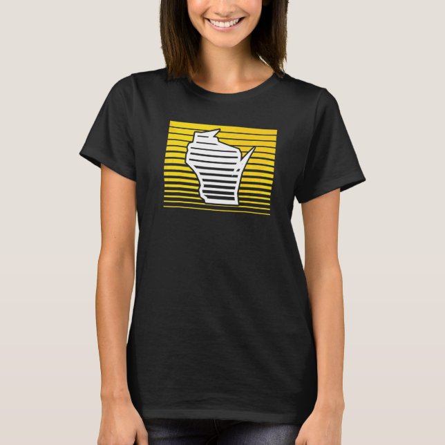 Milwaukee Wisconsin Retro Gradient Ränder T Shirt (Framsida)