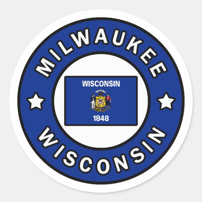 Milwaukee Wisconsin Runt Klistermärke (Framsida)