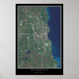 Milwaukee Wisconsin Satellite Poster Karta