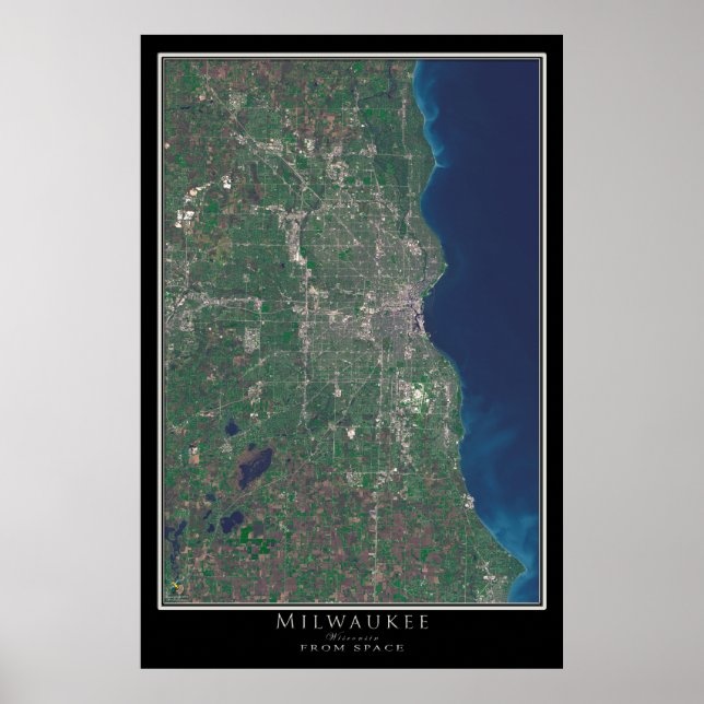 Milwaukee Wisconsin Satellite Poster Karta (Framsidan)