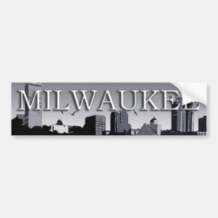 Milwaukee Wisconsin Skyline Bumper Sticker Bildekal