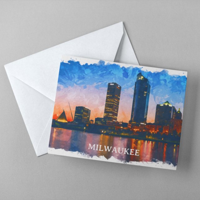 Milwaukee Wisconsin Skyline Panorama View Vykort (milwaukee wisconsin skyline postcard)