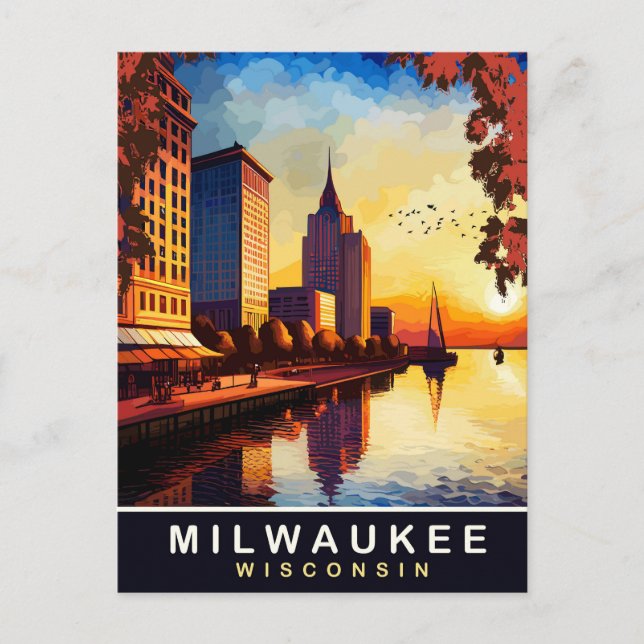 Milwaukee, Wisconsin, Stadens strandpromenad, Resa Vykort (Framsida)