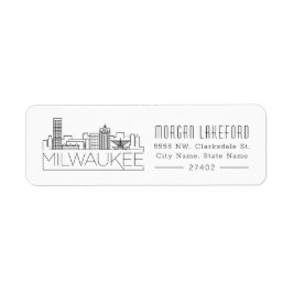 Milwaukee, Wisconsin Stylized Skyline | Returadress Etikett