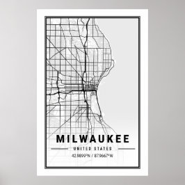 Milwaukee Wisconsin USA Travel City Karta Poster