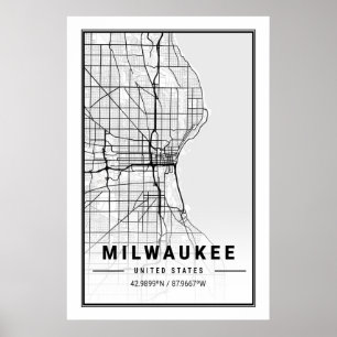 Milwaukee Wisconsin USA Travel City Karta Poster