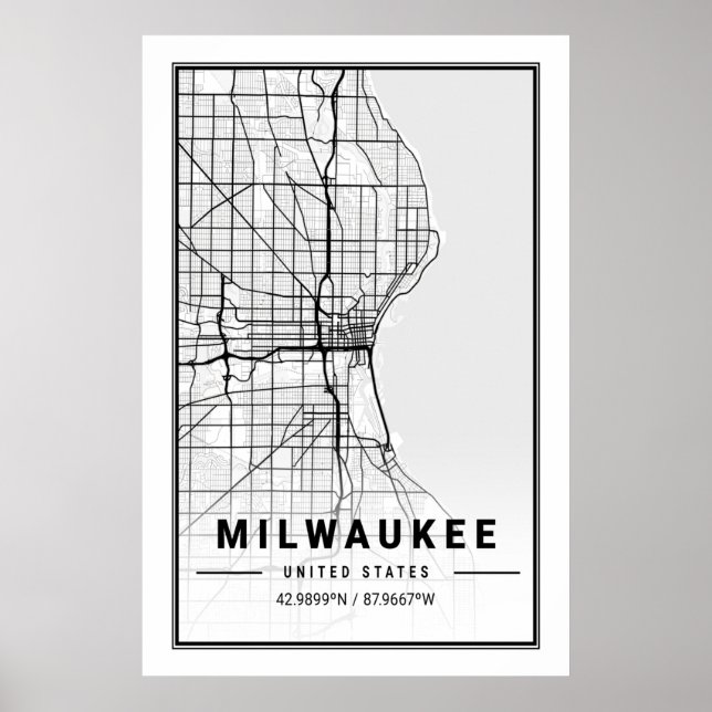 Milwaukee Wisconsin USA Travel City Karta Poster (Framsidan)