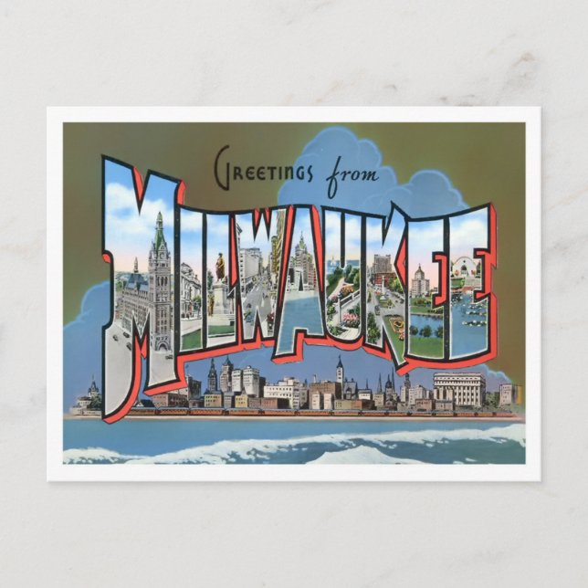 Milwaukee, Wisconsin Vintage Big Brev Vykort (Framsida)