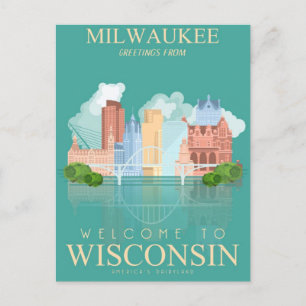Milwaukee Wisconsin Vintage resor usa Vykort