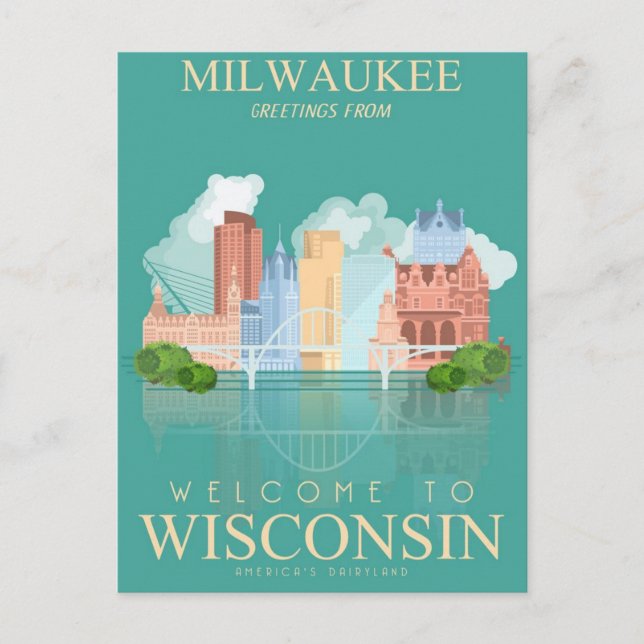 Milwaukee Wisconsin Vintage resor usa Vykort (Framsida)
