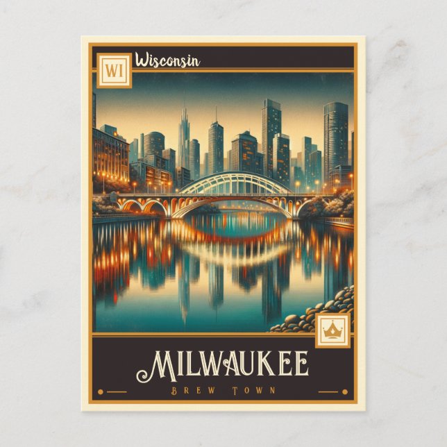 Milwaukee Wisconsin | VINTAGE Vykort (Framsida)