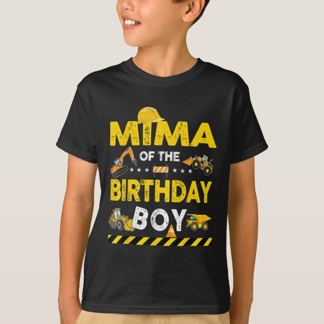 Mima of the Birthday Boy Construction Worker Birth T Shirt (Framsida)