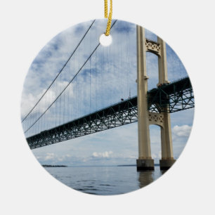 Mimäktig Mac, Mackinac Suspension Bridge, Michiga Julgransprydnad Keramik