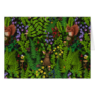 Mimaler och växter för trädbevuxen mark hälsningskort