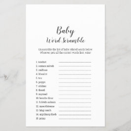 Mimalist Baby Shower UK Baby Ord-schampble Flyer