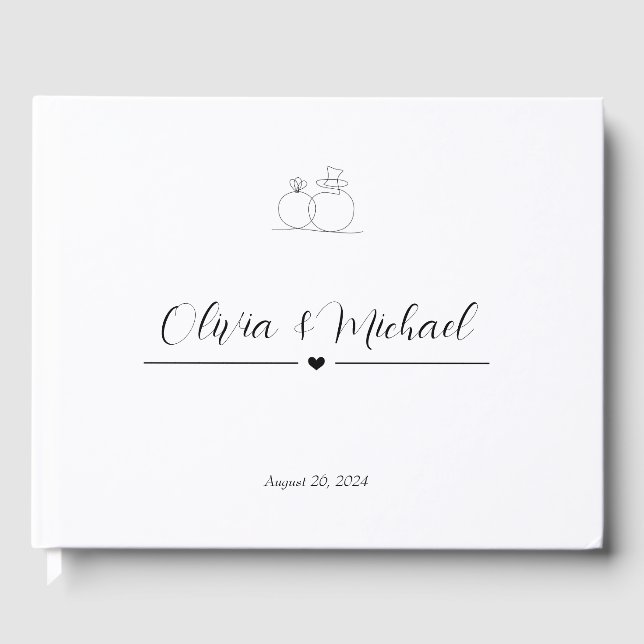 Mimalist Elegant Script Classic Bröllop Gästböcker (Framsida)