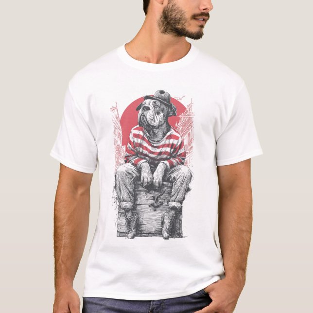 Mimande Mastiff � Tyst Rolig Hund T Shirt (Framsida)