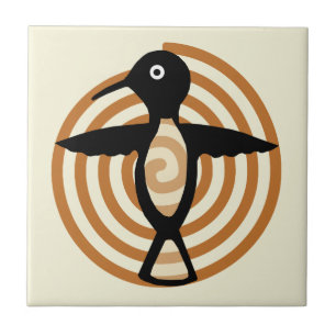 Mimbres fågelkonst belägger med tegel kakelplatta