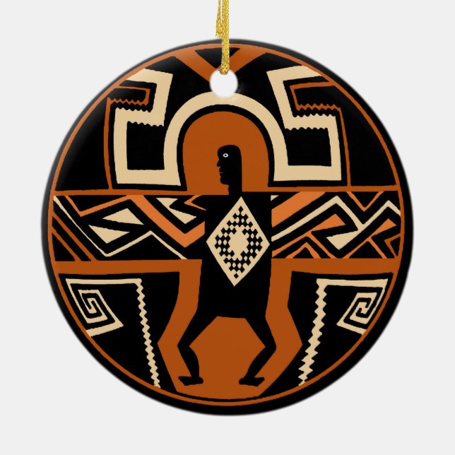 Mimbres krigare julgransprydnad keramik (Baksidan)