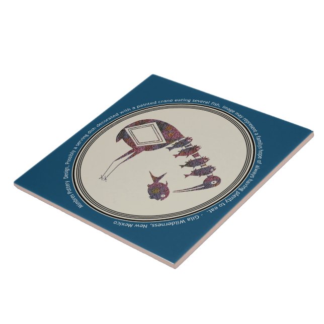 Mimbres pottery design Crane EEG-fisk Kakelplatta (Sidan)