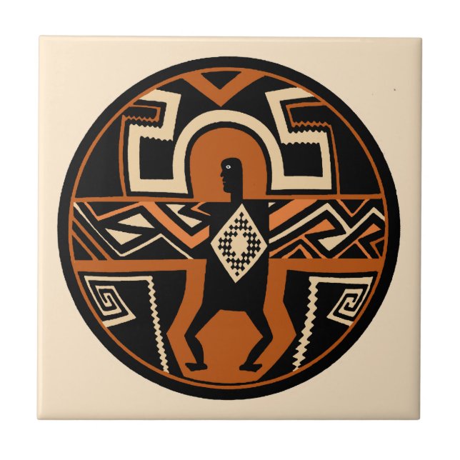 Mimbres Shaman Warrior Tile Kakelplatta (Framsidan)