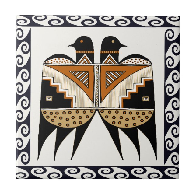 Mimbres Twin Birds Kakelplatta (Framsidan)