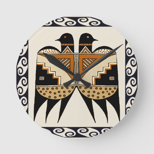 Mimbres Twin Birds Rund Klocka (Framsida)