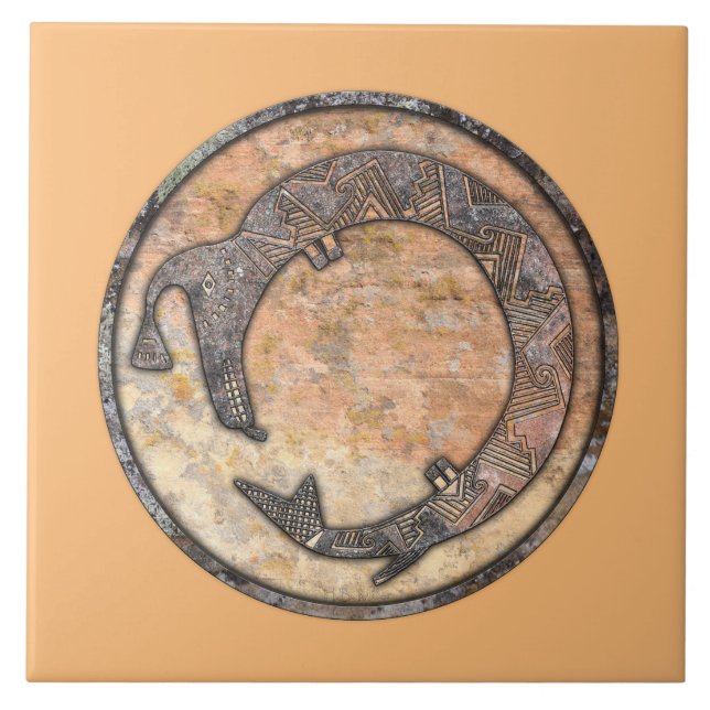 Mimbres Vatten Serpent Talking Canyons, New mexico Kakelplatta (Framsidan)