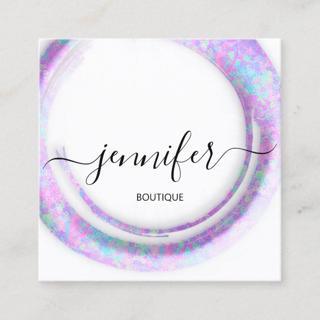 Mimetic Camouflage Abstrakt Mode Rosa White Squ Fyrkantigt Visitkort (Framsida)