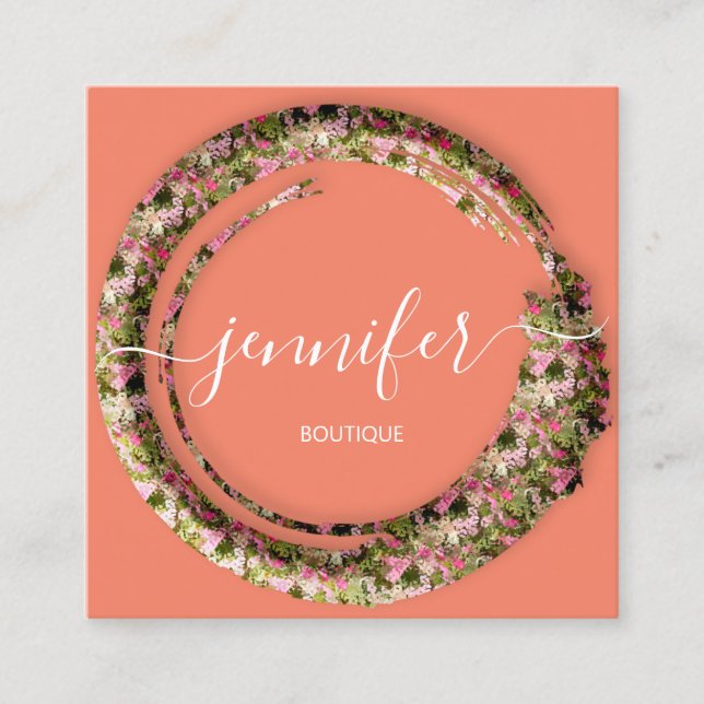 Mimetisk kamouflage Militär Mode Coral Rosa Fyrkantigt Visitkort (Framsida)