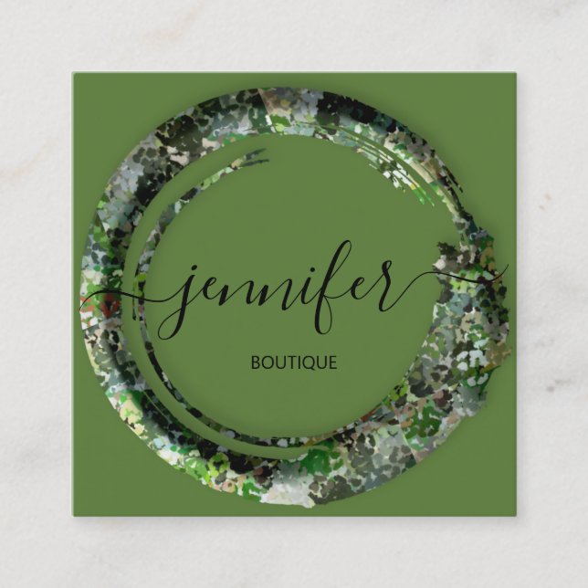 Mimetisk kamouflage Militär Mode Grönt Fyrkantigt Visitkort (Framsida)