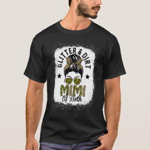 Mimi av båda Messy Bun Leopard Camo Bleached Mothe T Shirt