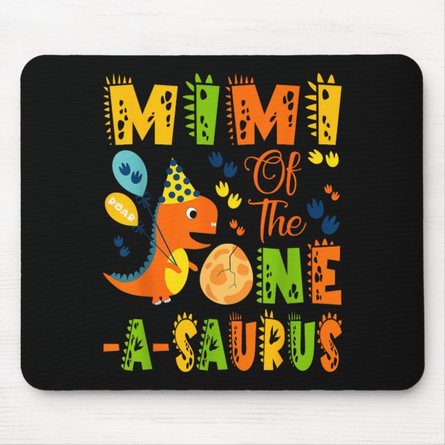Mimi av one-a-saurus 1-års födelsedagsdinosaurie musmatta (Framsidan)
