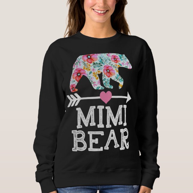 Mimi Bear Mamma Grandma Blommigt Lycklig Mors dag  T Shirt (Framsida)