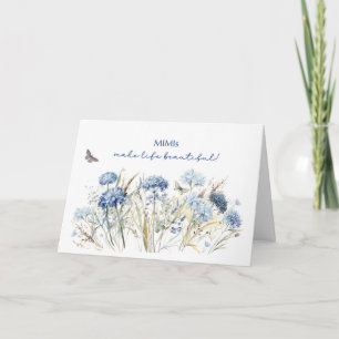 Mimi Birthday Dusty Blue Wildblommor Kort
