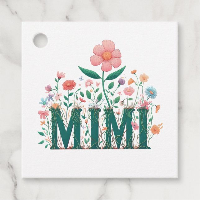 Mimi Blommigt Gåvor Etiketter (Framsida)