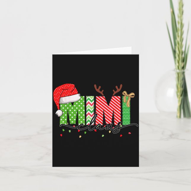 Mimi Claus Christmas Lights Pajama Family Matching Kort (Framsida)