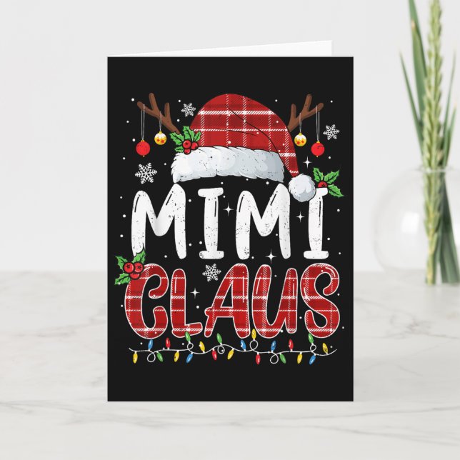 Mimi Claus Christmas Lights Pajama Family Matching Kort (Framsida)
