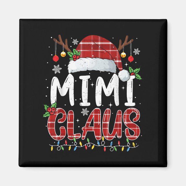 Mimi Claus Christmas Lights Pajama Family Matching Magnet (Framsidan)