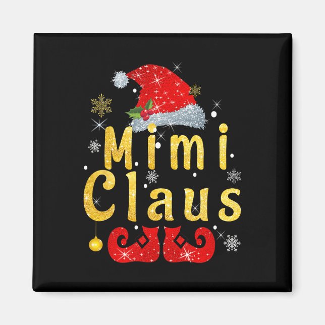 Mimi Claus jul Santa Hat Matching Famiy Paja Magnet (Framsidan)