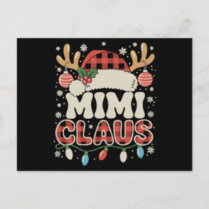 Mimi Claus Röda Buffalo-rutiga julbelysningar jul Helg Vykort